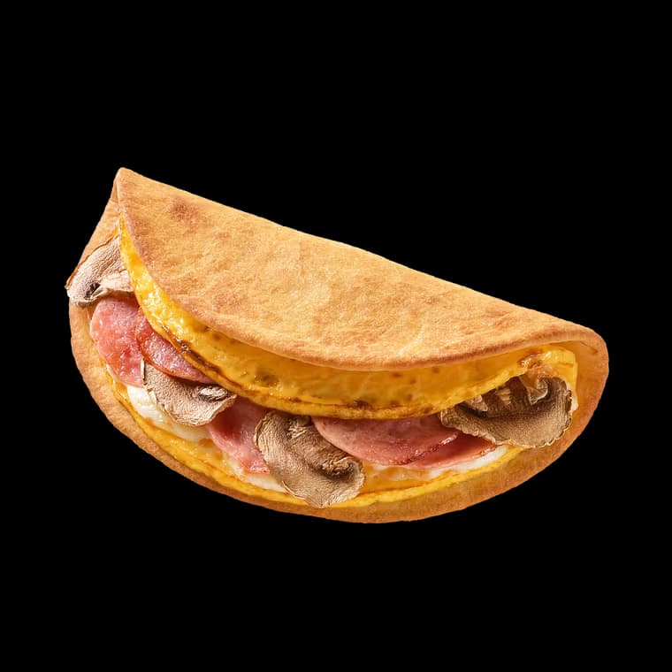 Ham and mushrooms omelet in pita